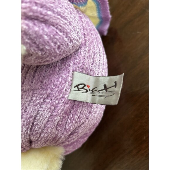 Rich Cream Bunny Rabbit Plush Purple Knit Clown Outfit Chenille ColorRich 14" - Picture 8 of 11